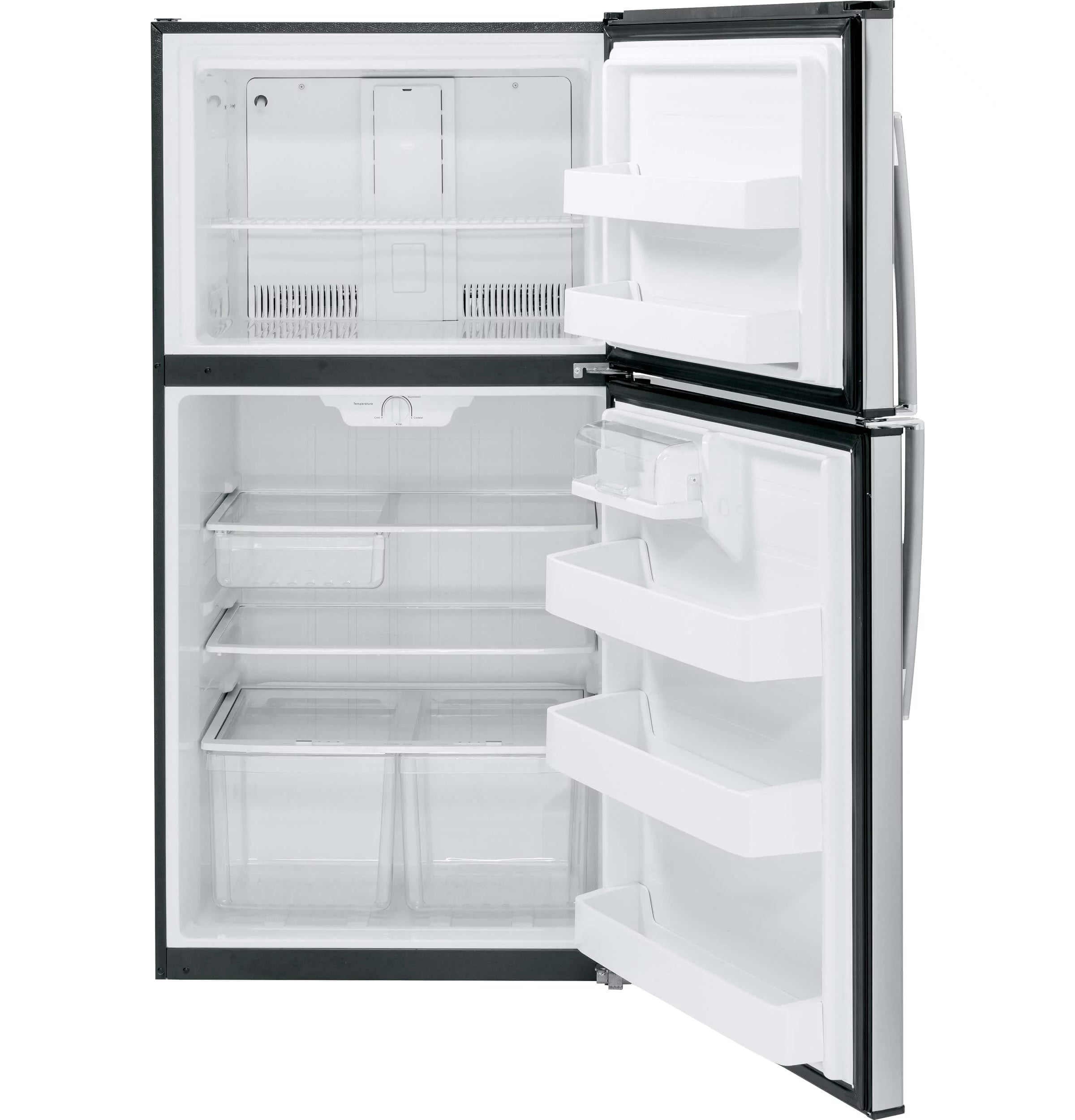 GE Appliances 33 Inch Freestanding Top Freezer Refrigerator Stainless Steel D980