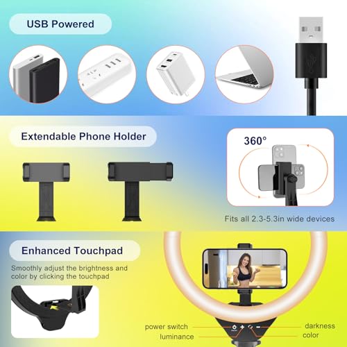 Aureday 14'' Selfie Ring Light with 62'' Tripod Stand and Phone Holder W597