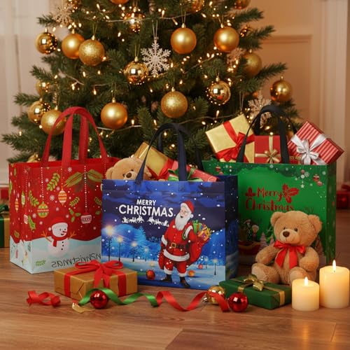 habgp 20 Pack Christmas Gift Bags Assorted Sizes with Handle, Reusable Tote K88379