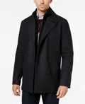 Kenneth Cole Men&s Big u0026 Tall Double Breasted Wool Peacoat with Bib - Gray 2XB - Megean
