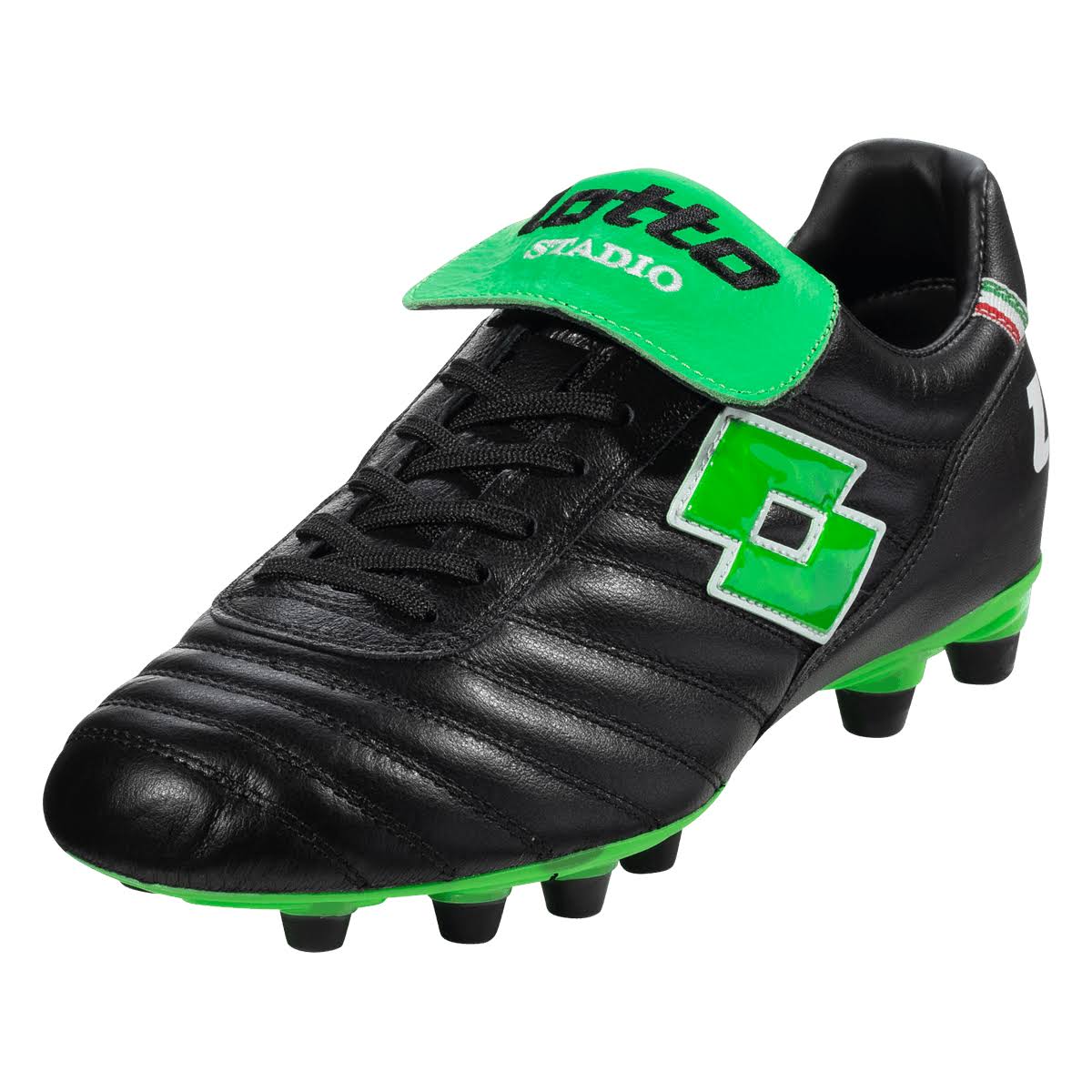 Lotto Stadio OG Made in Italy FG Firm Ground Soccer Cleat Black/Spring Green - 11 - Megean