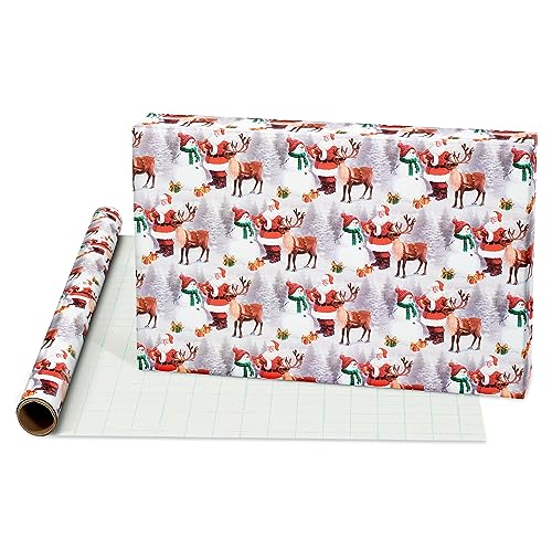 American Greetings Christmas Wrapping Paper Set, Red and Tan Brown, 120 sq ft, 4 Rolls R967653