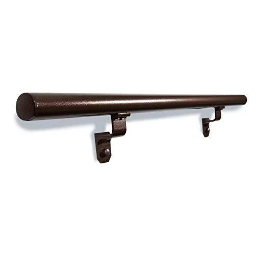 1.9x22 Round x 3 ft. Copper Vein Aluminum ADA Handrail Kit - Includes 2 Wall Brackets and End Caps - Megean