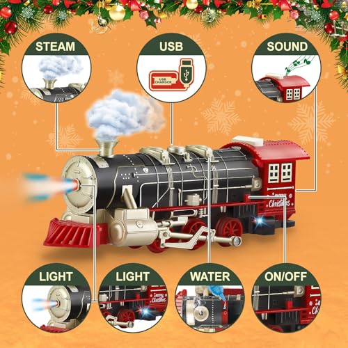 JUQU Christmas Train Set for Kids Ages 3-8 with Remote Control, Lights & Sounds X829788