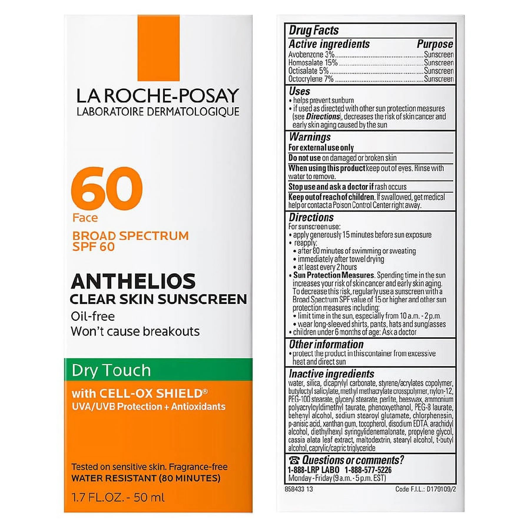 La Roche-Posay Anthelios Clear Skin Oil-Free Face Sunscreen SPF 60 A1442