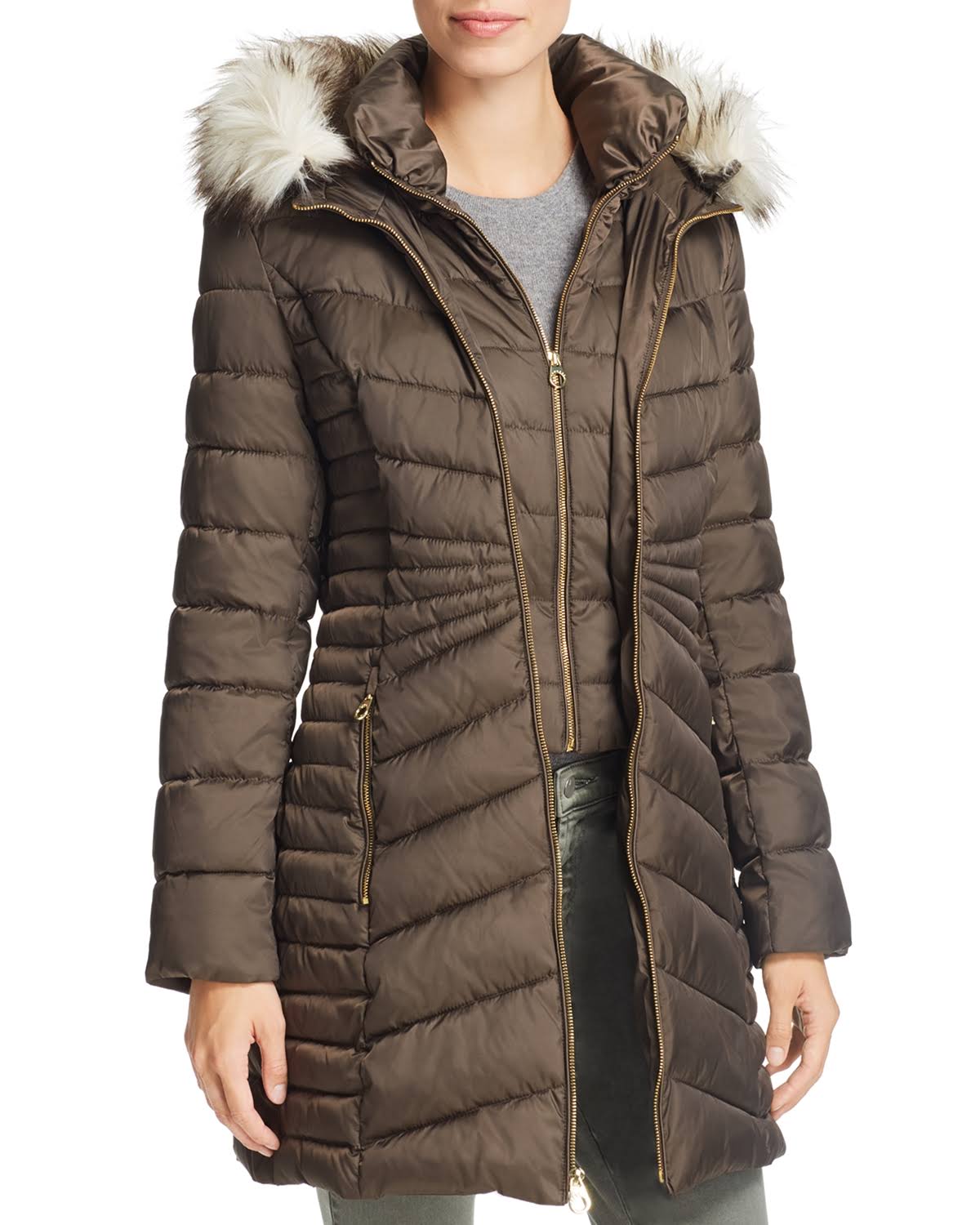Laundry by Shelli Segal Faux-Fur-Trim Hooded Puffer Coat - Black O4098