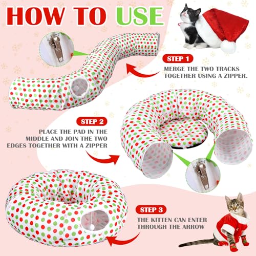 Soulchen Cat Tunnel Christmas Tree Skirt 3ft x 3ft Red and Green T171676