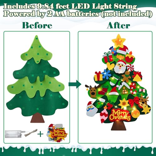 SOOVSY DIY Felt Christmas Tree Kit with Ornaments for Toddlers B57477
