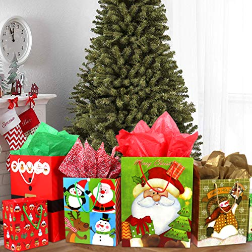 FZOPO Christmas Gift Bags Bulk Set with Handles Assorted Sizes W231