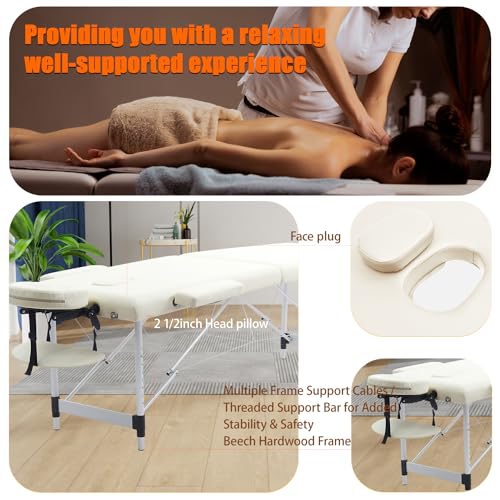 Portable Massage Table 84 Inch with Neck Stretcher, Black Aluminum O188