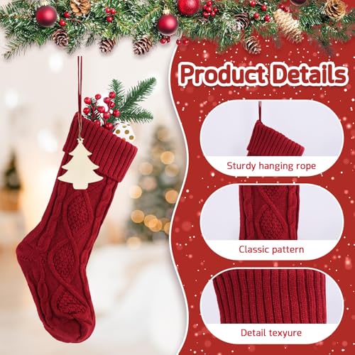 Bone Shaped Dog Christmas Stockings 3 Pack Cable Knit with Name Tag X7669