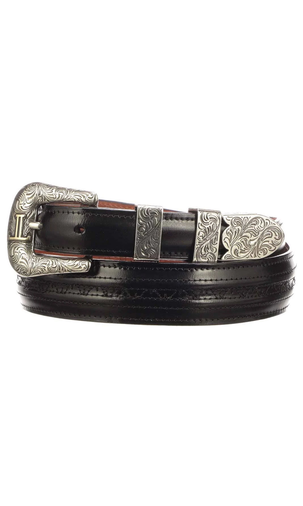 Lucchese Men's Hobby Stitch Tapered Goat Belt, Black T97051