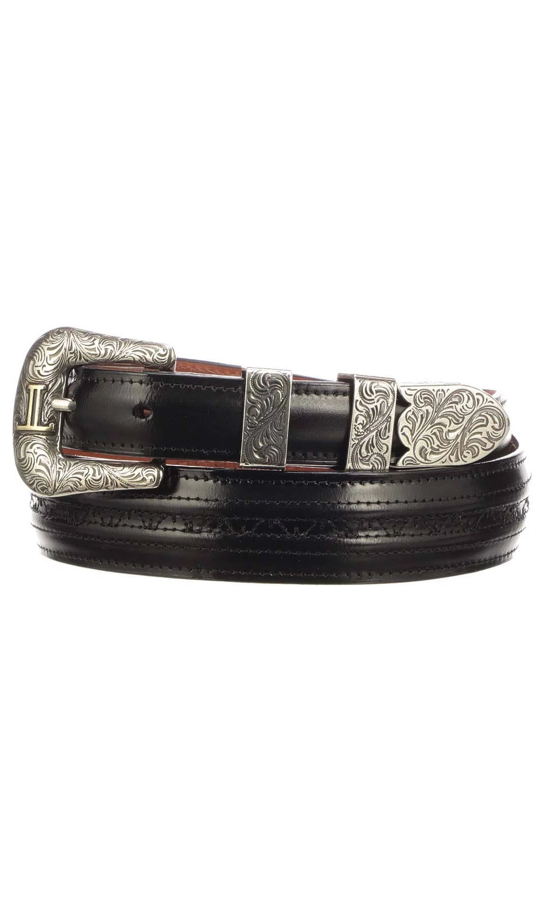 Lucchese Men's Hobby Stitch Tapered Goat Belt, Black T97051
