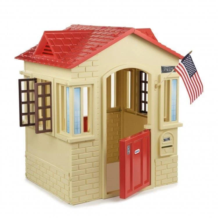 Kids Playhouse Tan Cape Cottage Small Compact Backyard Child Portable Clubhouse