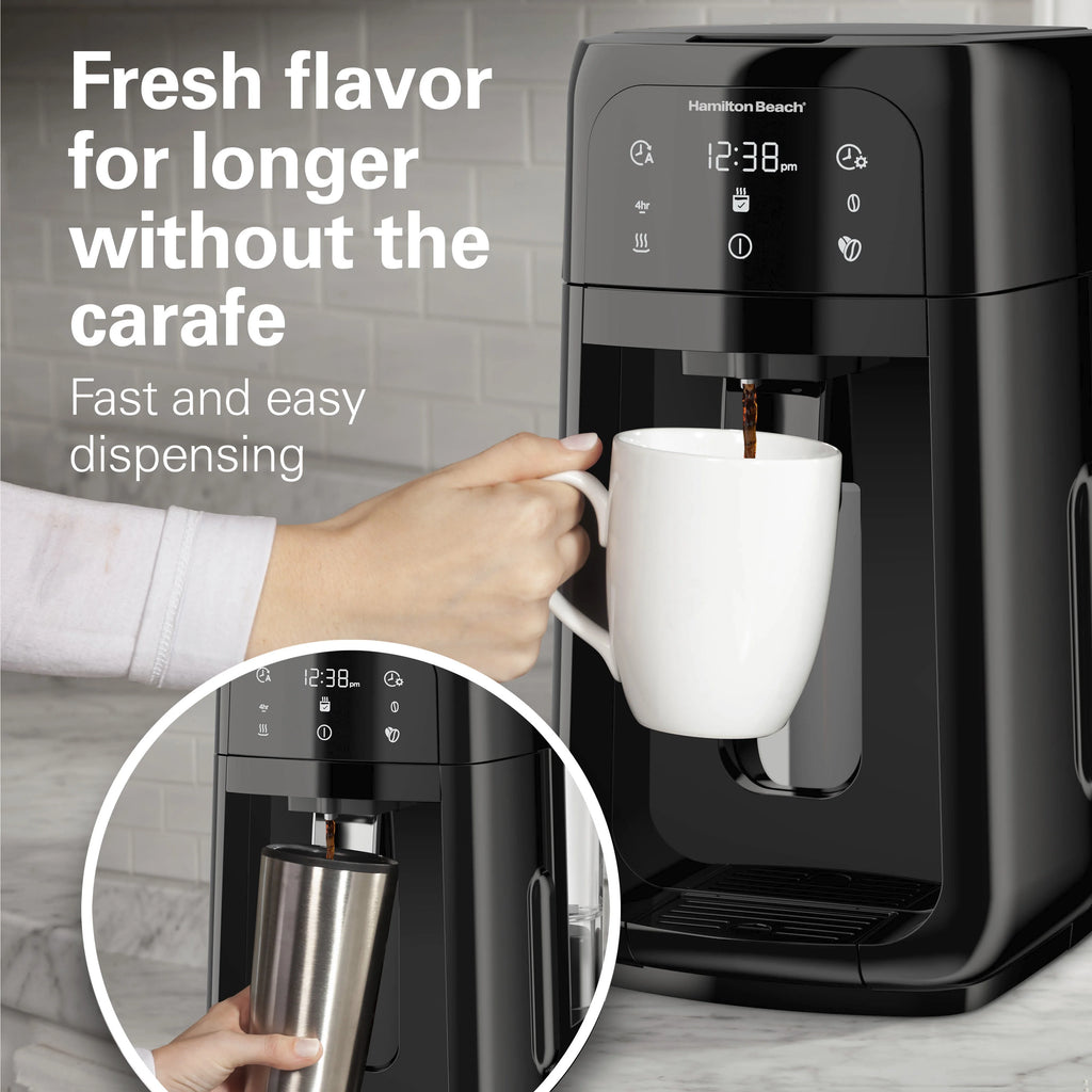 Hamilton Beach One Press Dispensing Coffee Maker, 12 Cup, Black P268