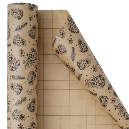 RUSPEPA Christmas Wrapping Paper Jumbo Roll Kraft Paper, Christmas Tree Design, 30 in x 100 ft U53088