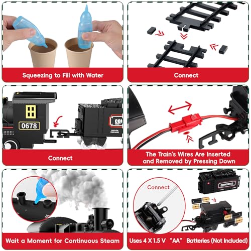 Electric Train Set with Smoke, Lights & Sound for Kids P7649