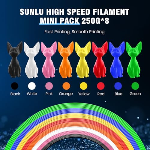SUNLU High Speed PLA Filament Mini Pack, 250g, 8 Colors H7158
