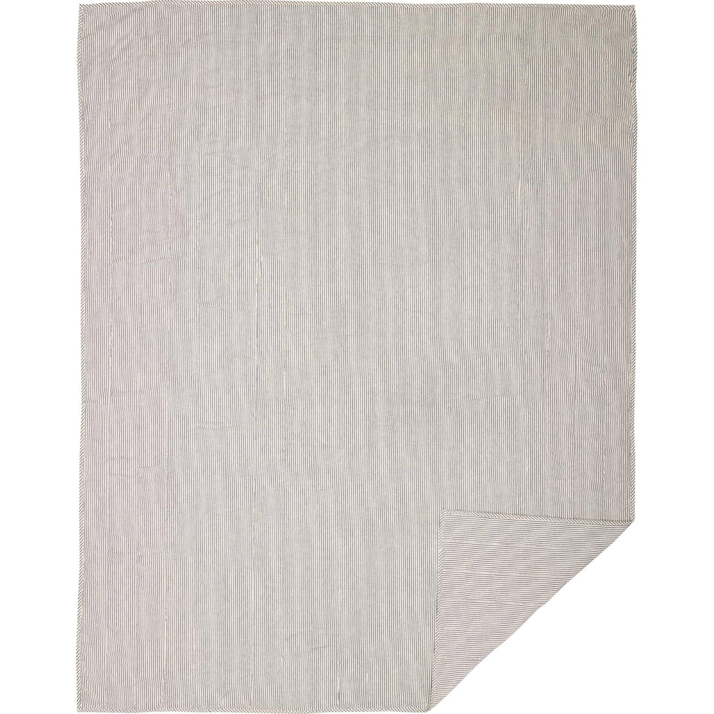 Hatteras Seersucker Blue Ticking Stripe Queen Quilt Coverlet Q129659