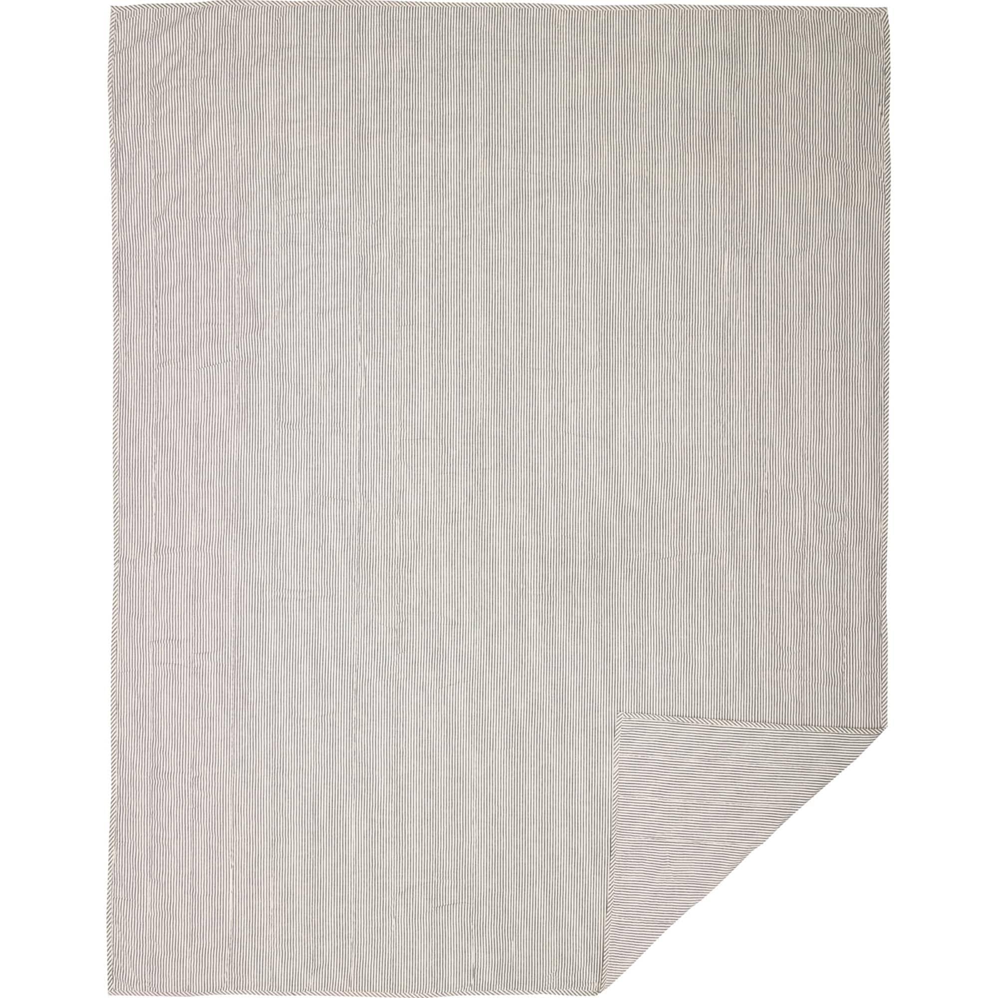 Hatteras Seersucker Blue Ticking Stripe Queen Quilt Coverlet Q129659