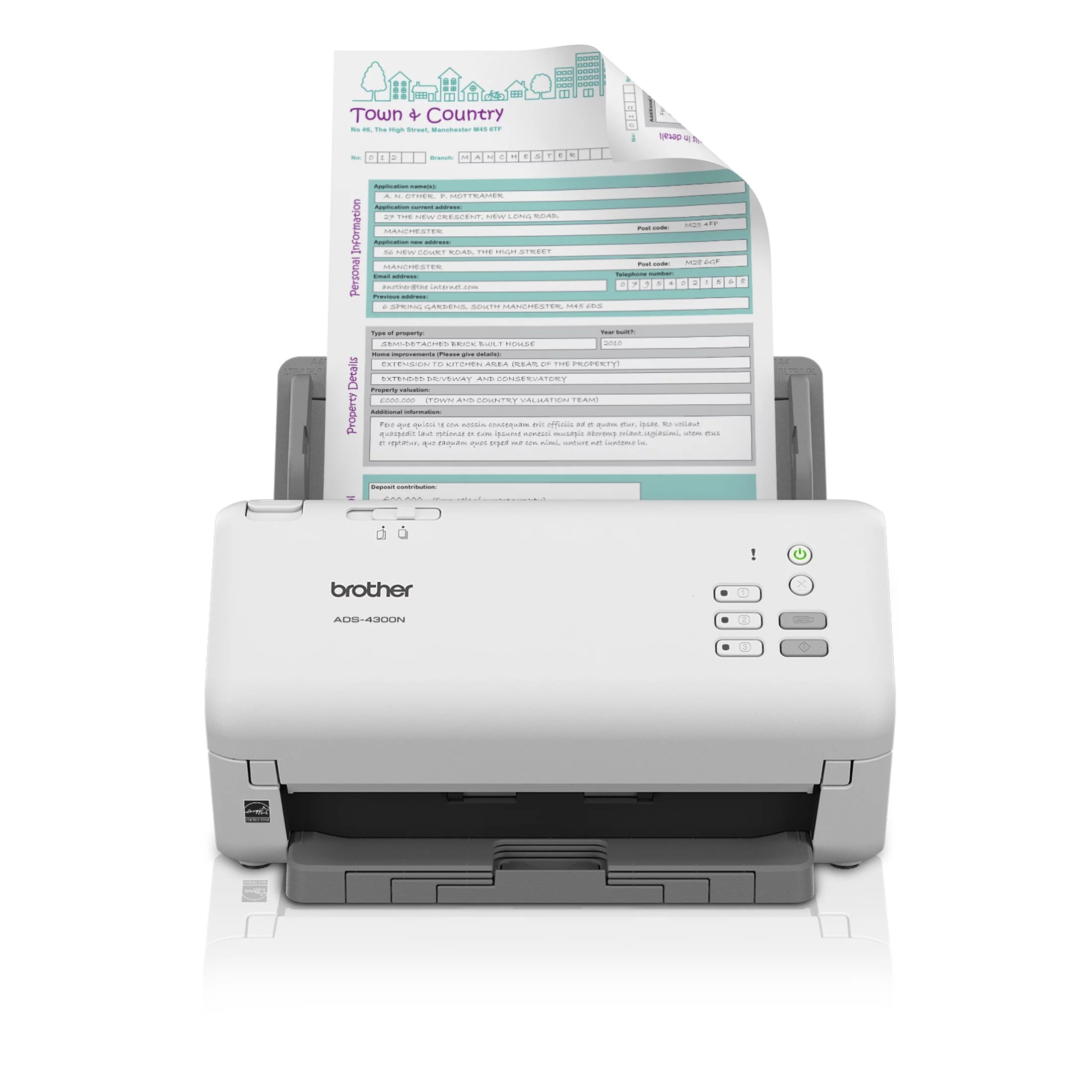 Brother ADS4300N Professional Desktop Document Scanner for Business Workgroups