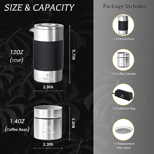 French Press Coffee Maker 350ML Stainless Steel Thermal H244884