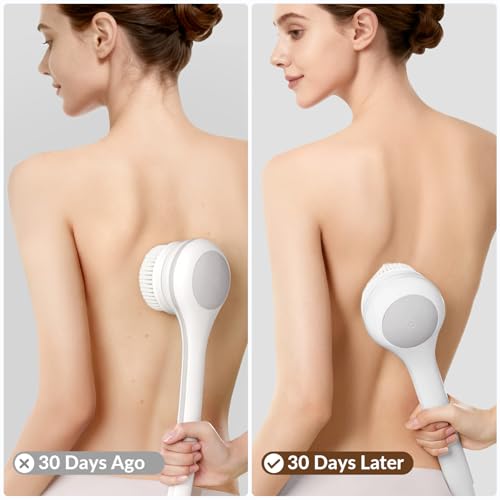 Electric Body Brush Back Scrubber for Shower, Waterproof Dual Handle with 3 Heads X695155
