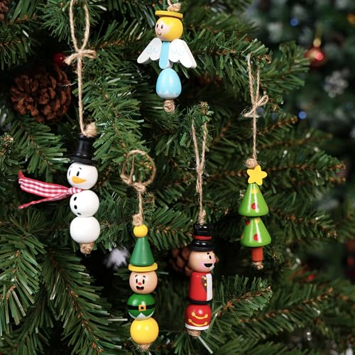 JOYIN 202 Pcs Christmas Wooden Beads Craft Kit, DIY Ornaments for Kids Q47641