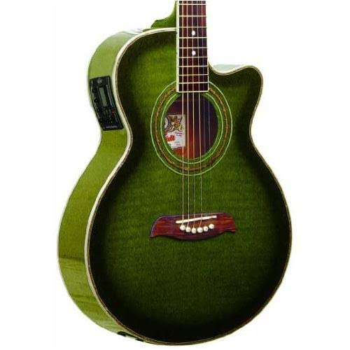 Oscar Schmidt OG10CEFTGR Cutaway Acoustic Electric Guitar Trans Green M5882