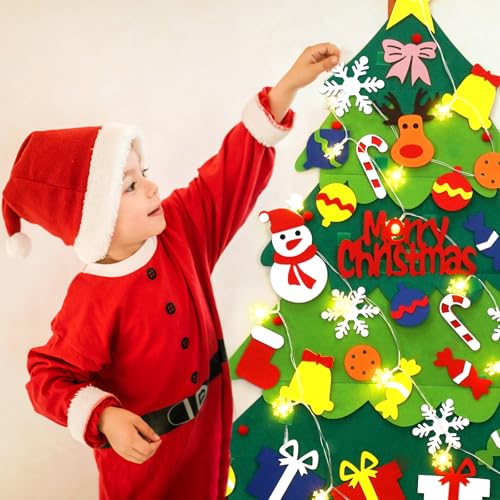 YEAHBEER Felt Christmas Tree for Toddlers with 30 Ornaments J4656
