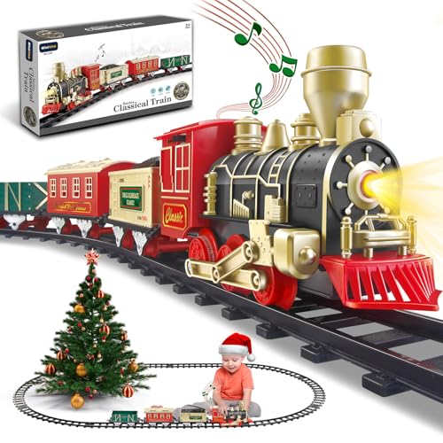 Electric Christmas Train Set with Lights and Sounds for Kids Y77468