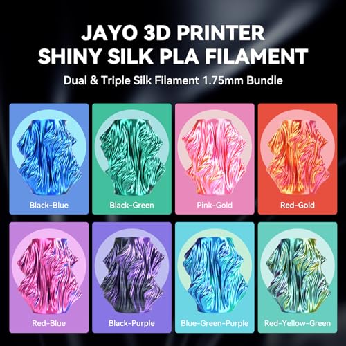 JAYO 3D Printer Filament Bundle, PLA Silk Multicolor 1.75mm, 8 Rolls 2kg G112230
