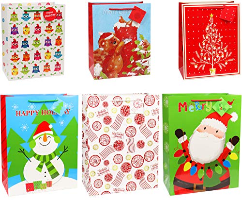 FZOPO Christmas Gift Bags Bulk Set with Handles Assorted Sizes W231