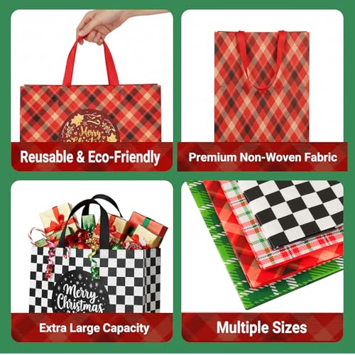 habgp 20 Pack Christmas Gift Bags Assorted Sizes with Handle, Reusable Tote K88379