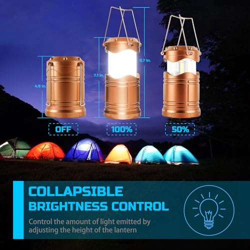 Lichamp LED Camping Lantern 4 Pack, Battery Powered Portable Hanging Light X975