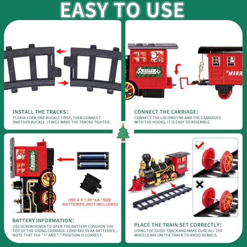 Kids Train Set with Steam Locomotive, Sounds & Lights for Boys Girls Ages 3-8 N4969