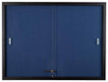 Locking Bulletin Board, 48 inch x 36 inch, Blue Fabric, Sliding Glass Doors (fbsd43bkbl), Black - Megean