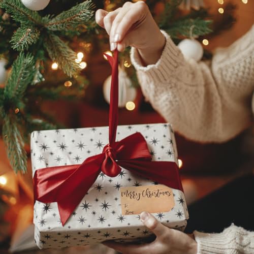 Natural Kraft Christmas Gift Tag Stickers 2x3 Inch 100 Pack W246