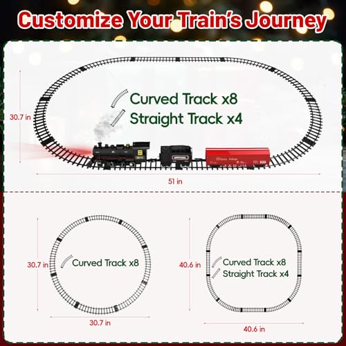 Electric Train Set with Smoke, Lights & Sound for Kids P7649
