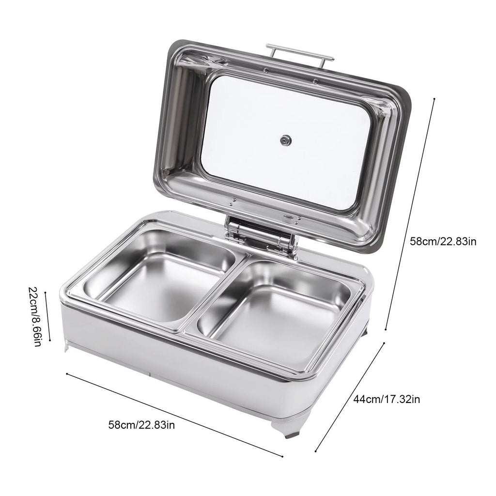 9L Electric Food Warmer with 2 Trays Countertop Buffet Server Y954