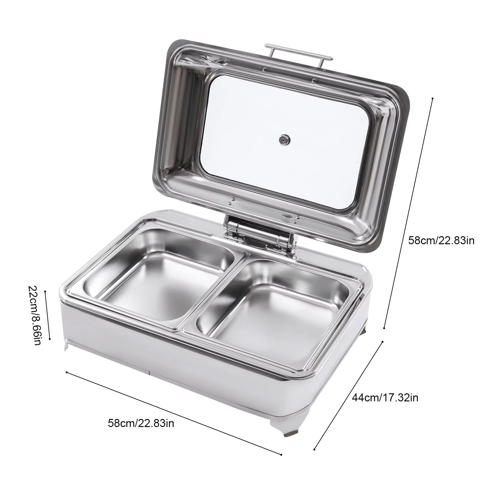 9L Electric Food Warmer with 2 Trays Countertop Buffet Server Y954