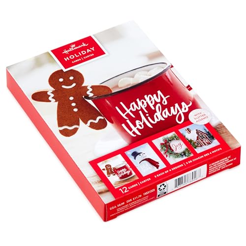 Hallmark Boxed Christmas Cards Festive Foil, 40 Cards with Envelopes S22215