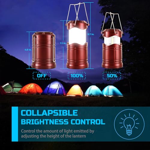 Lichamp LED Camping Lantern 4 Pack, Battery Powered Portable Hanging Light X975