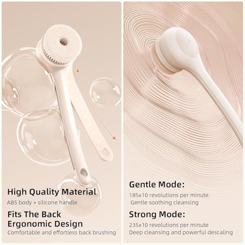 Electric Body Brush Back Scrubber for Shower, Waterproof Dual Handle with 3 Heads X695155