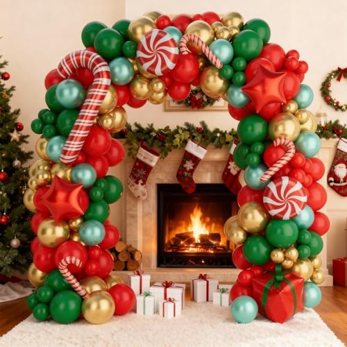 Christmas Balloon Garland Arch Kit 149PCS Red Green Gold for Party Decor B1267