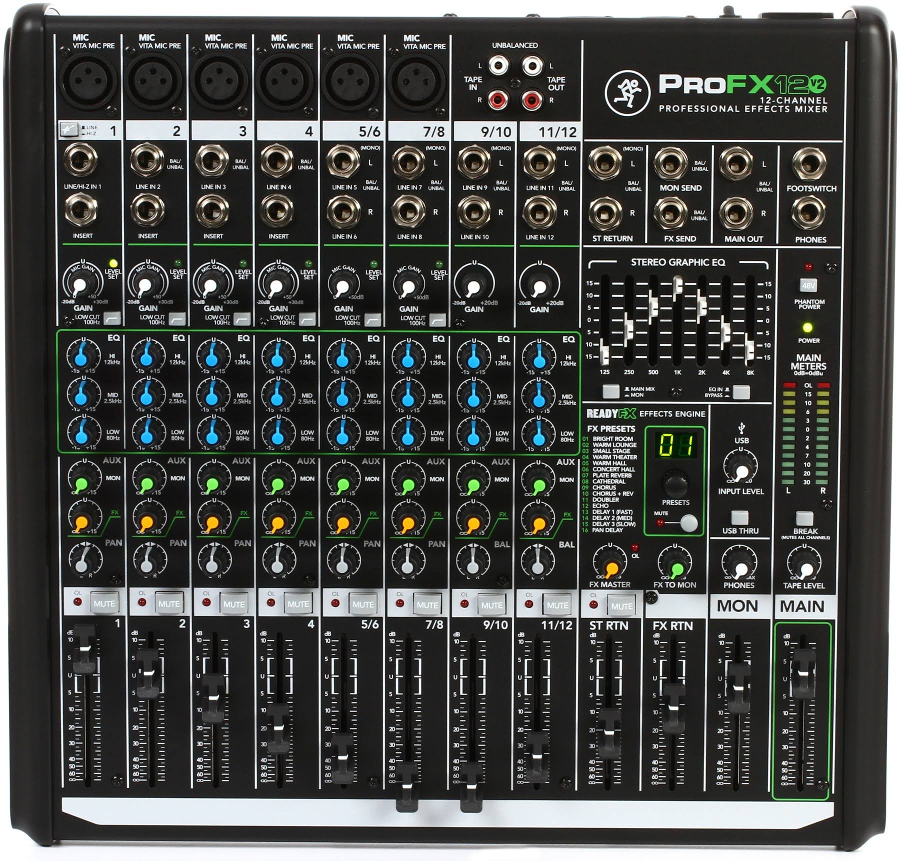 Mackie ProFX12v2 12-Channel Effects Mixer with USB - Megean