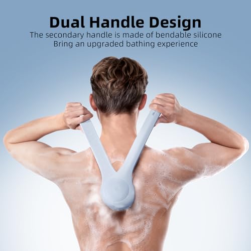 Electric Body Brush Back Scrubber for Shower, Waterproof Dual Handle with 3 Heads X695155