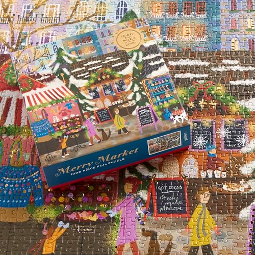 Galison Winter Lights Foil Puzzle, 500 Pieces, 20" x 20" Holiday Jigsaw Puzzle P8985
