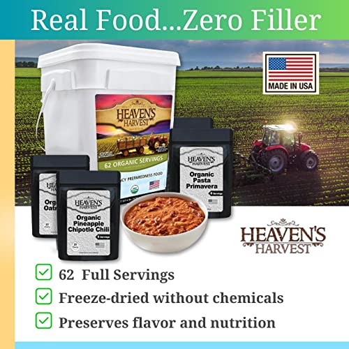 Heaven’s Harvest 25-Year Family Food Kit, Freeze Dried Emergency Food Supply in Waterproof Bucket J222