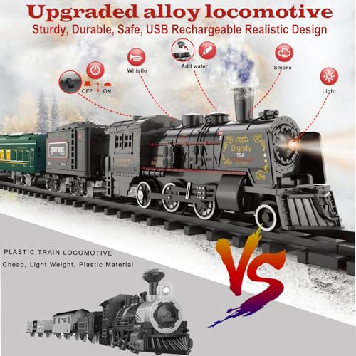 Electric Train Set for Kids with Steam Locomotive, Light & Sounds S601002